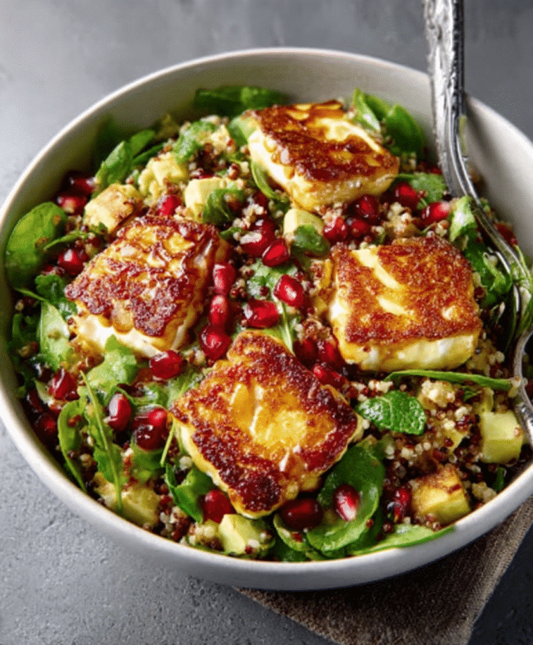 Crispy Halloumi & Pomegranate Grain Salad