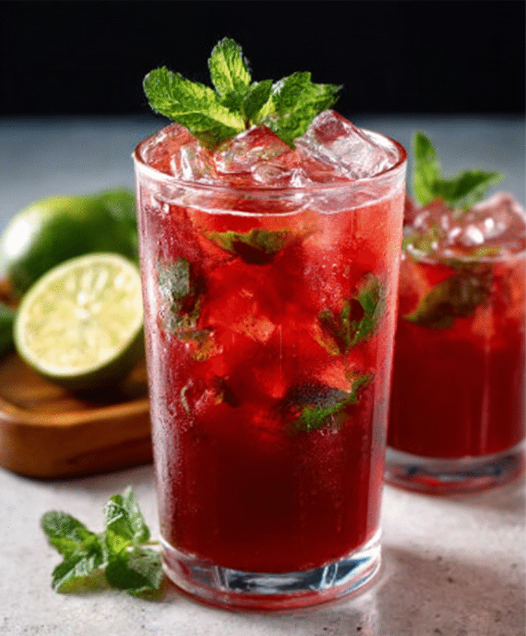 Hibiscus Guava Iced Tea with Mint