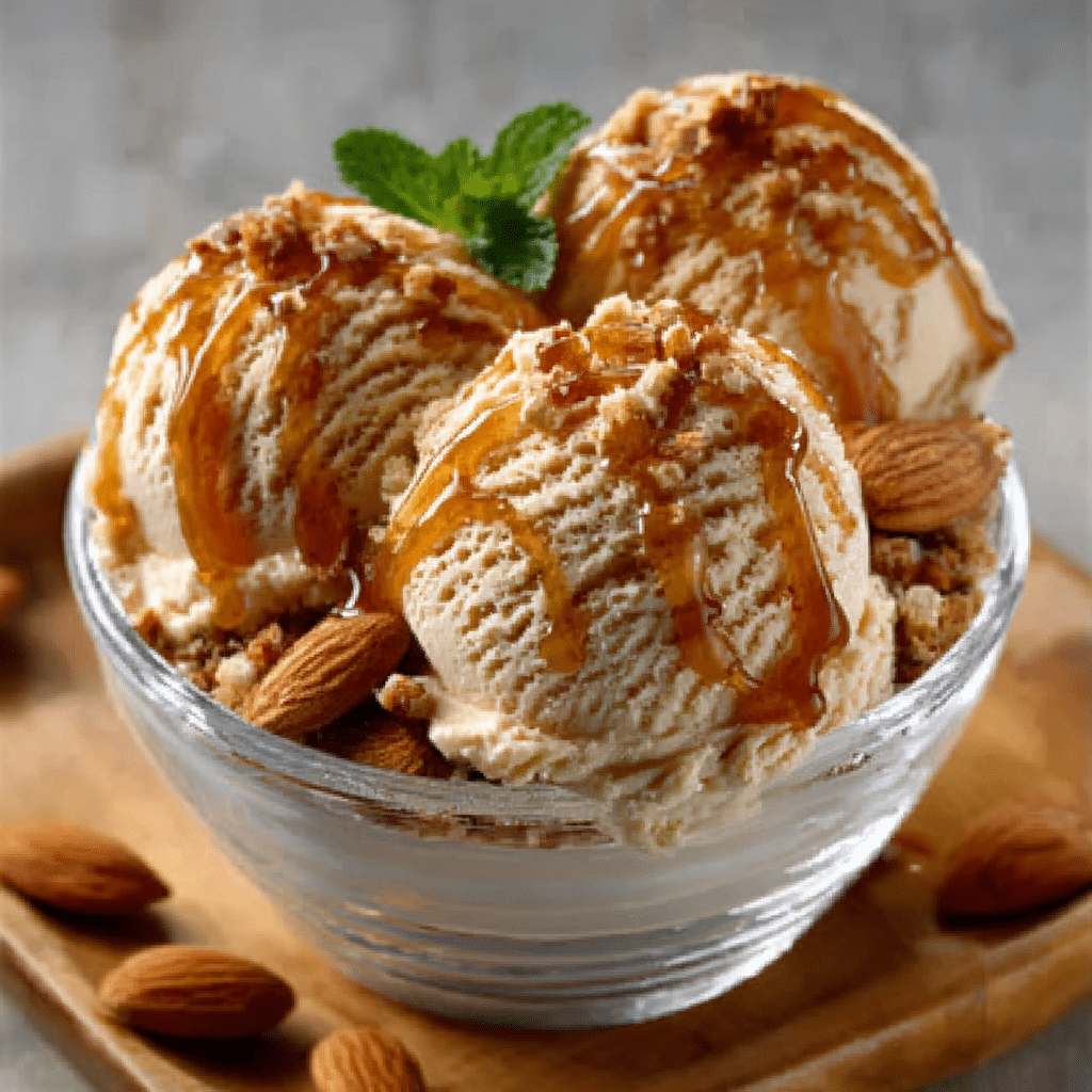 Honey and Rosemary Ice Cream with Toasted Almonds