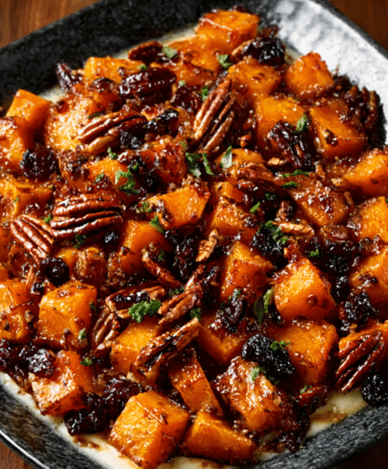 Miso Maple Glazed Butternut Squash with Pecans