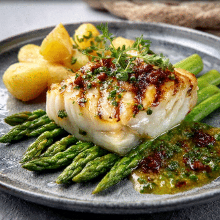 Roasted Cod with Asparagus and Citrus Sauce