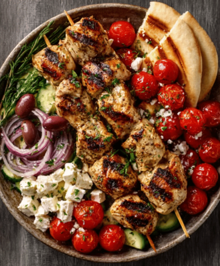 Sheet-Pan Chicken Souvlaki with Tomatoes & Feta
