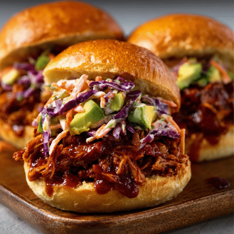 BBQ Jackfruit Sliders with Avocado Slaw