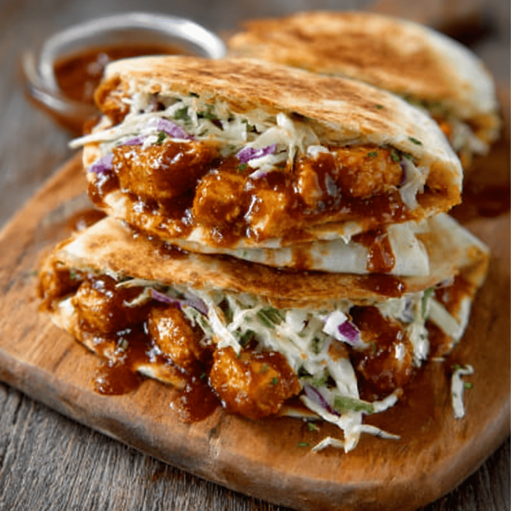 Barbecue Tempeh & Coleslaw Quesadillas