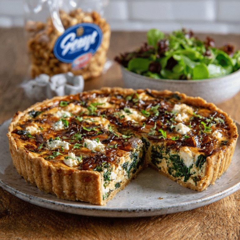 Caramelised Onion, Feta & Spinach Quiche