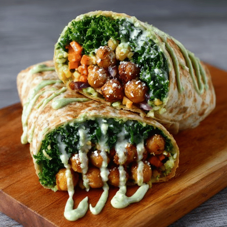 Crispy Chickpea & Kale Wraps with Spicy Avocado Dressing