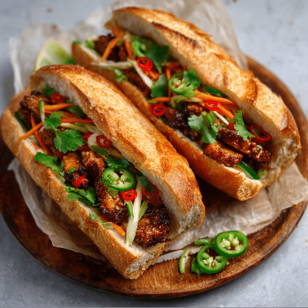 Crispy Tempeh Banh Mi with Pickled Vegetables