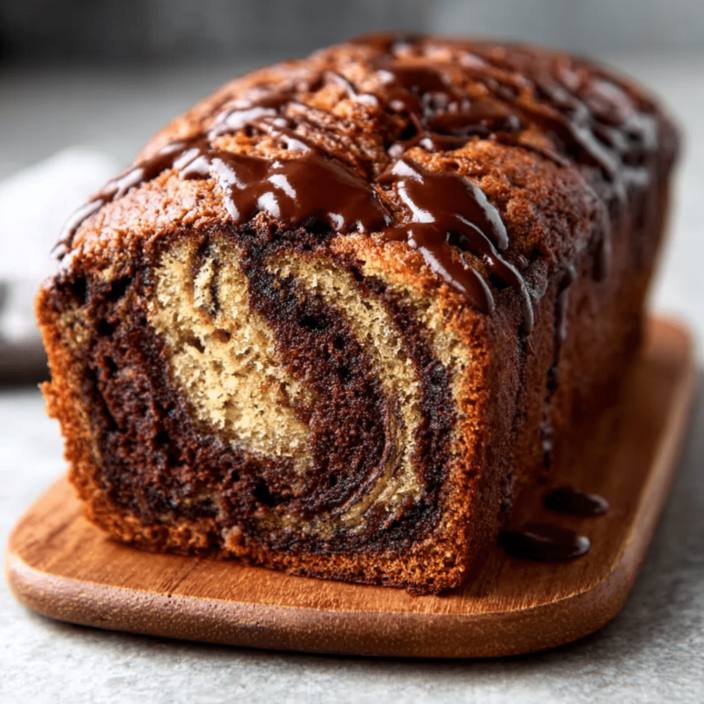 Double Chocolate Swirl Banana Bread Loaf