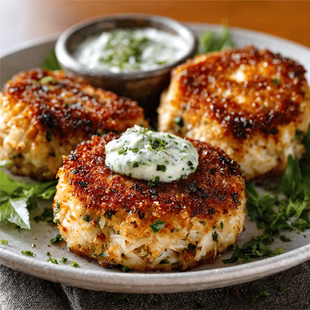 Lemon-Pepper Crab Cakes with Basil Aioli