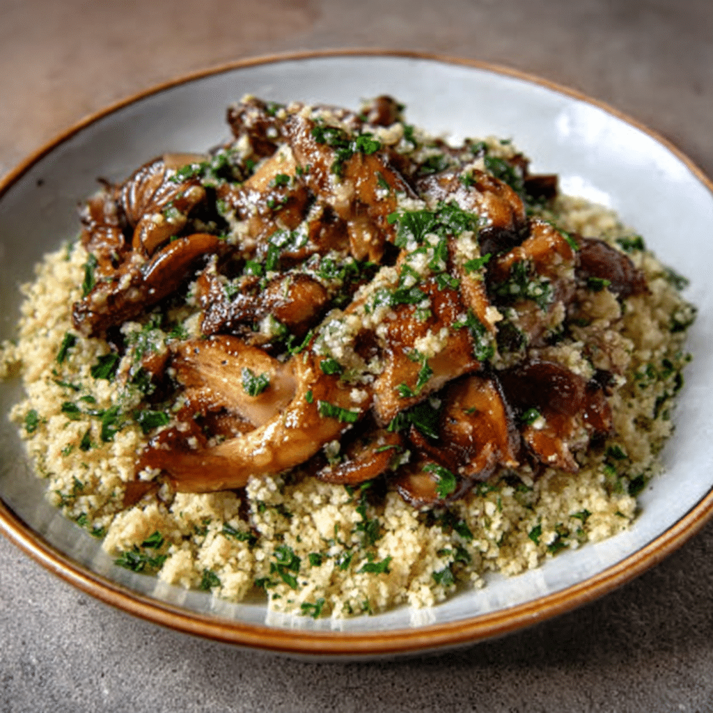 Sautéed Wild Mushrooms with Herb-Infused Couscous