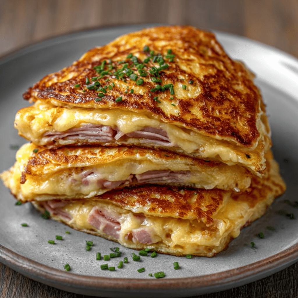 Savory Pancakes with Ham and Cheese