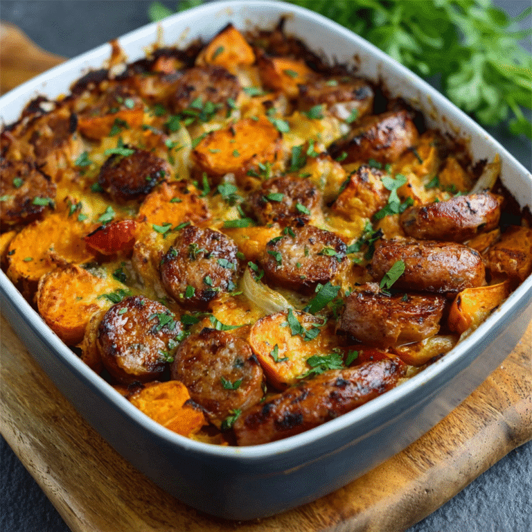 Sweet Potato & Spicy Sausage Gratin