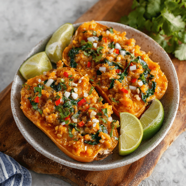 Thai Green Curry Stuffed Butternut Squash