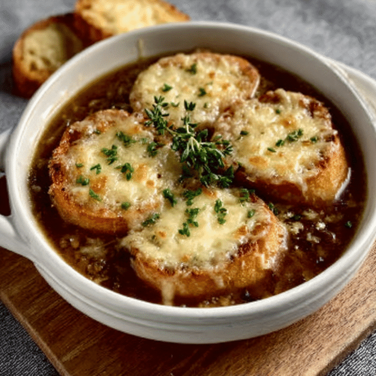 Vegetarian French Onion Soup with Gruyère Toast