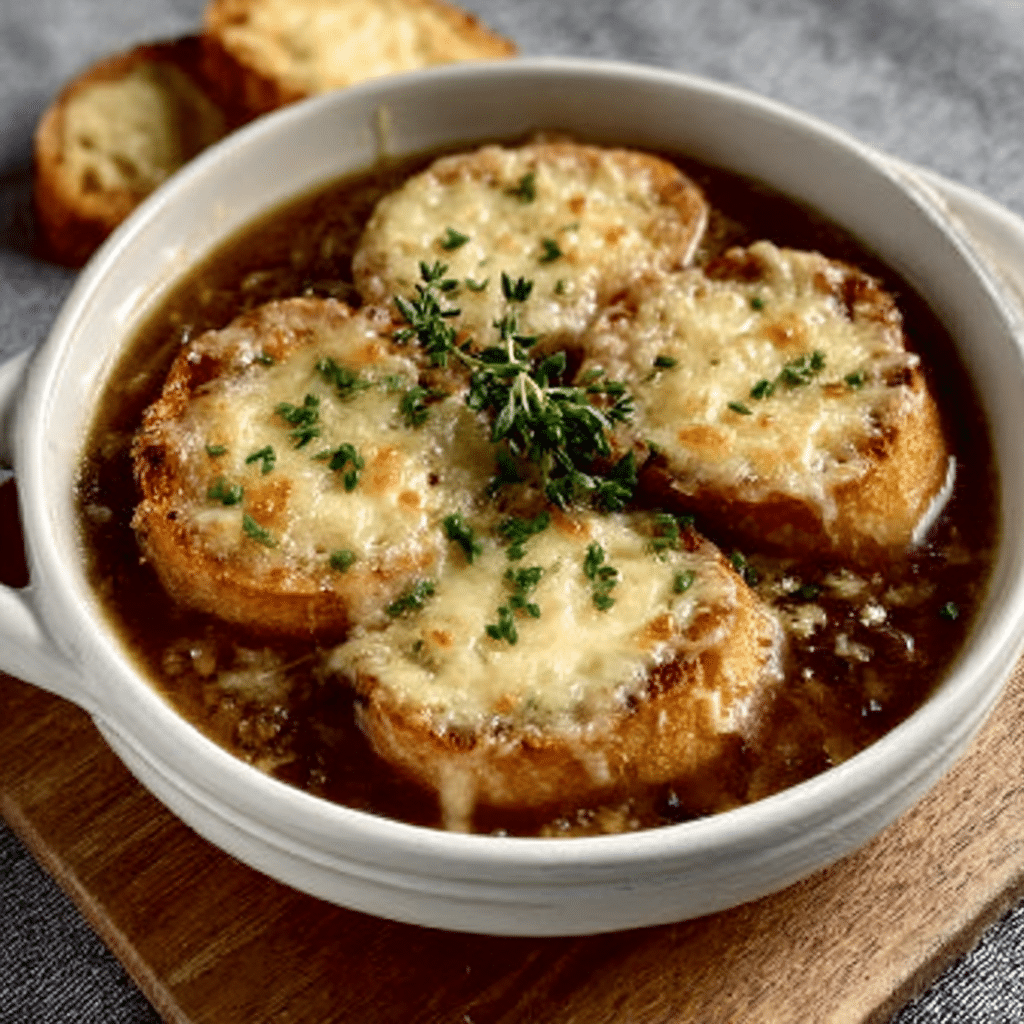 Vegetarian French Onion Soup with Gruyère Toast