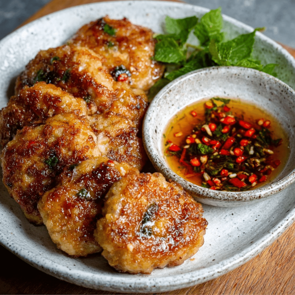 Vietnamese Fish Cakes with Fresh Herbs & Nuoc Cham