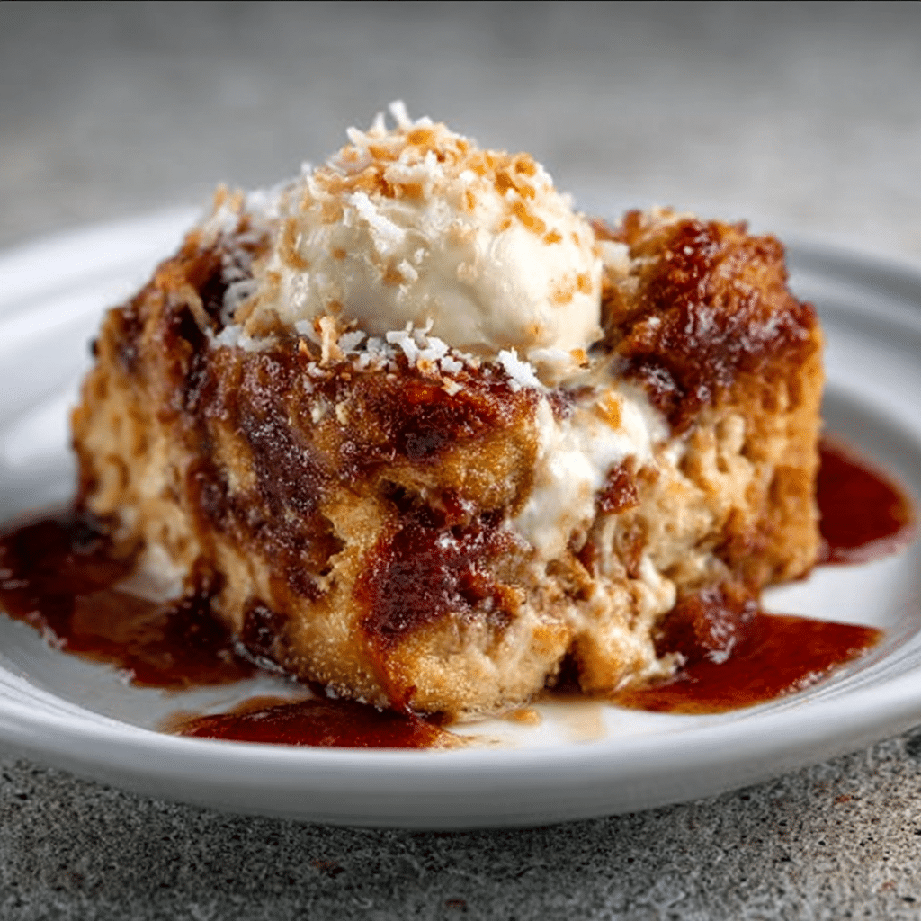 Caribbean Guava & Coconut Bread Pudding