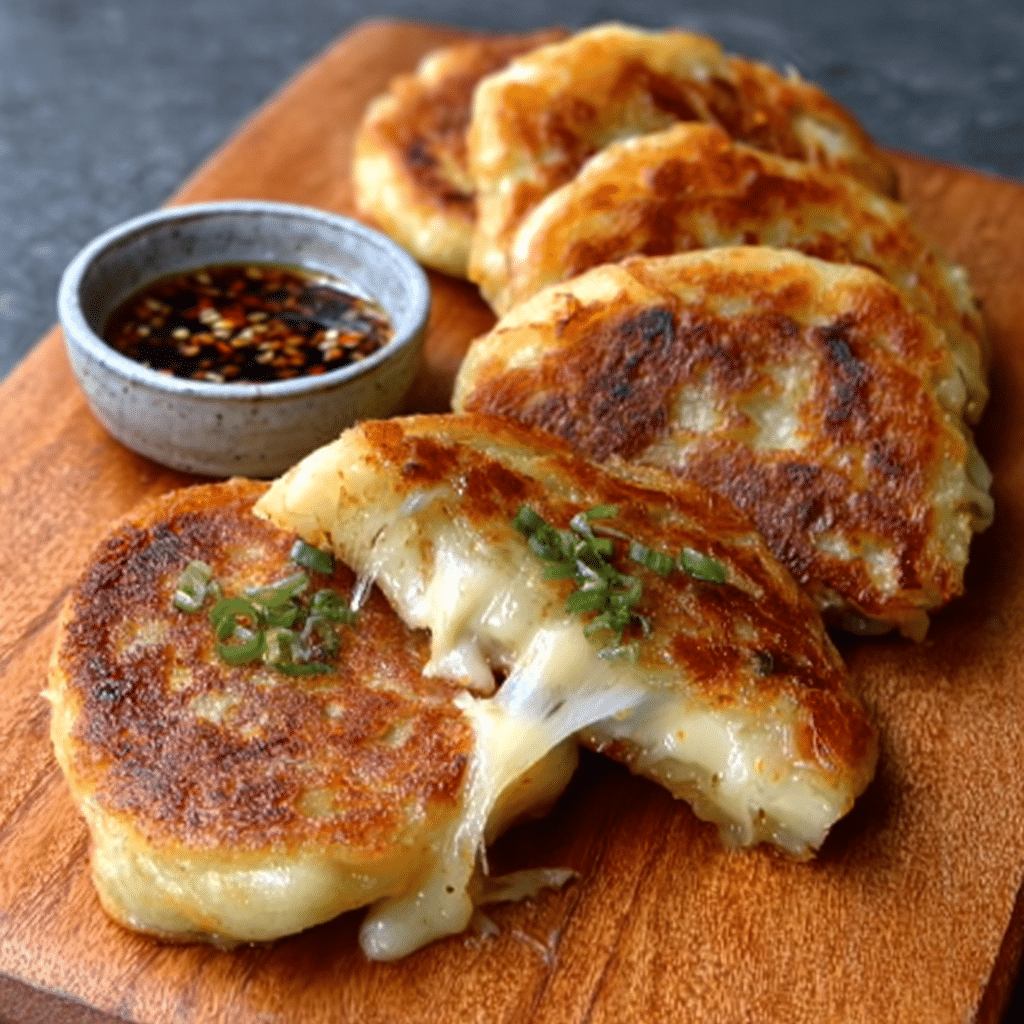 Kimchi Cheese Hotteok (Stuffed Pancakes)