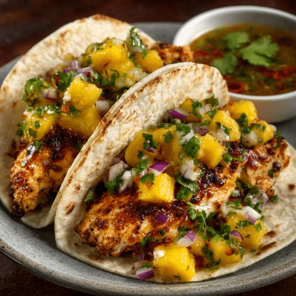Mauritian Pineapple & Chili Salsa Fish Tacos