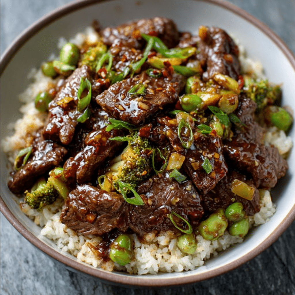 Mongolian Barbecue Beef Bowls