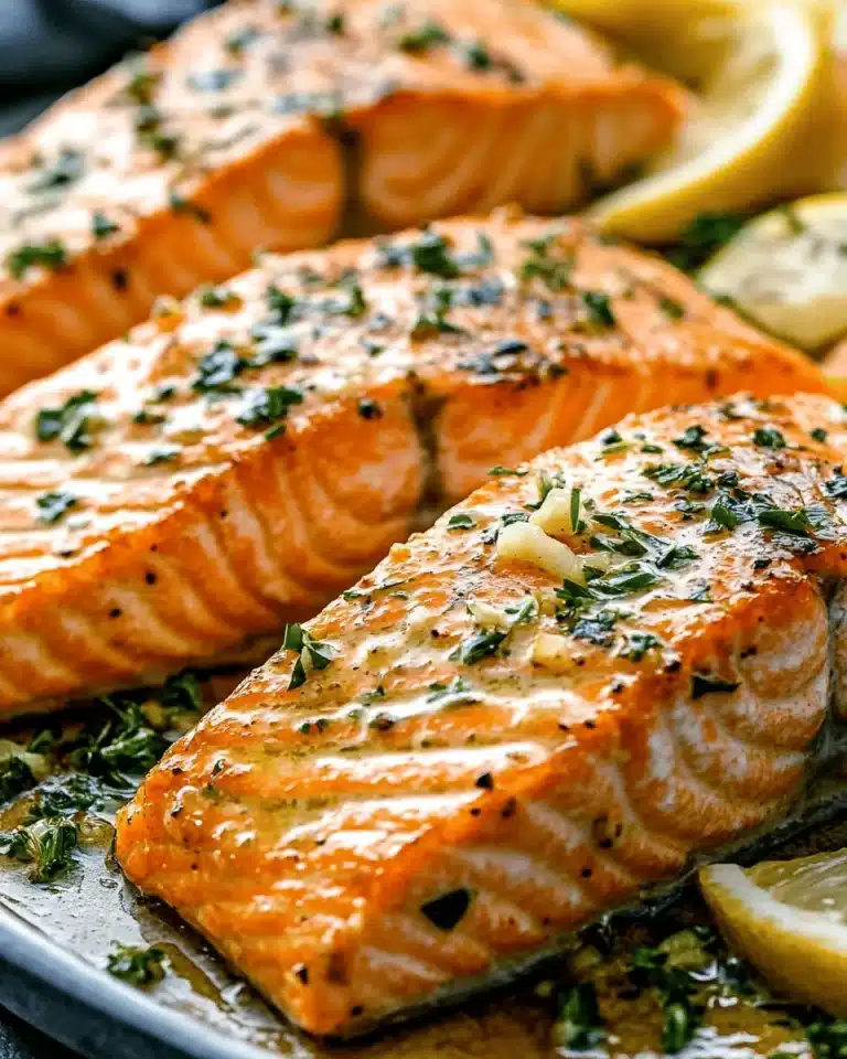Baked Salmon Steaks with Garlic Butter Sauce First Image First Image