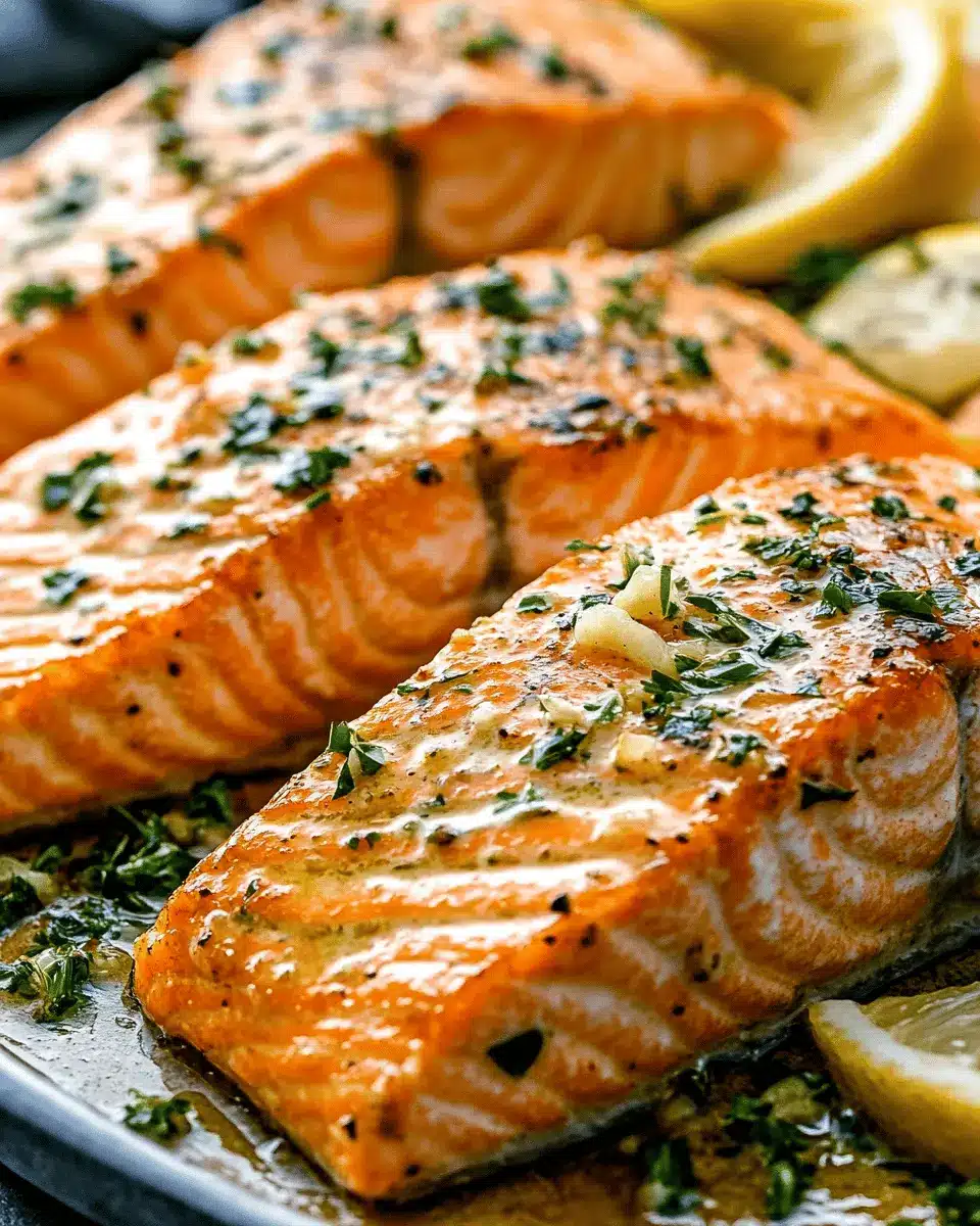 Baked Salmon Steaks with Garlic Butter Sauce First Image First Image