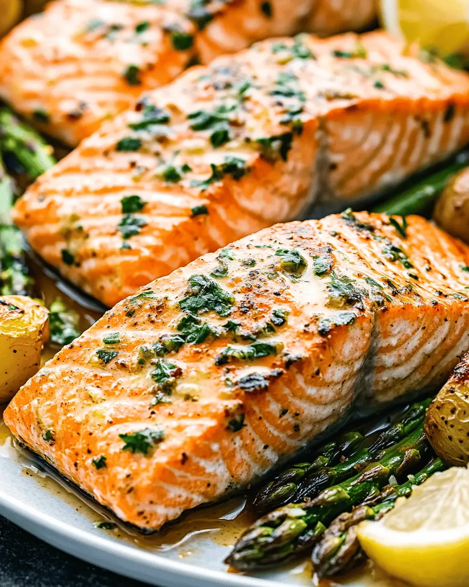 Baked Salmon Steaks with Garlic Butter Sauce First Image First Image
