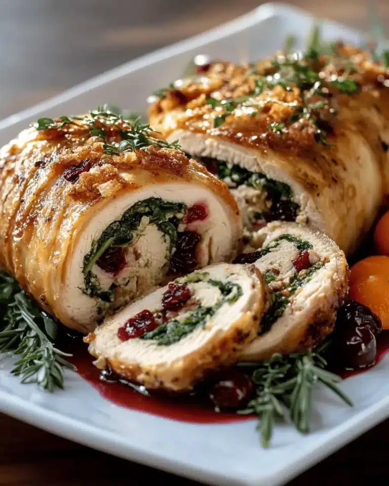 Stuffed Turkey Roulade with Spinach & Cranberry First Image First Image