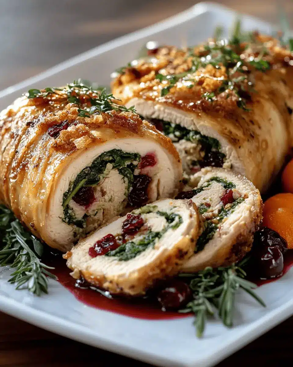 Stuffed Turkey Roulade with Spinach & Cranberry First Image First Image