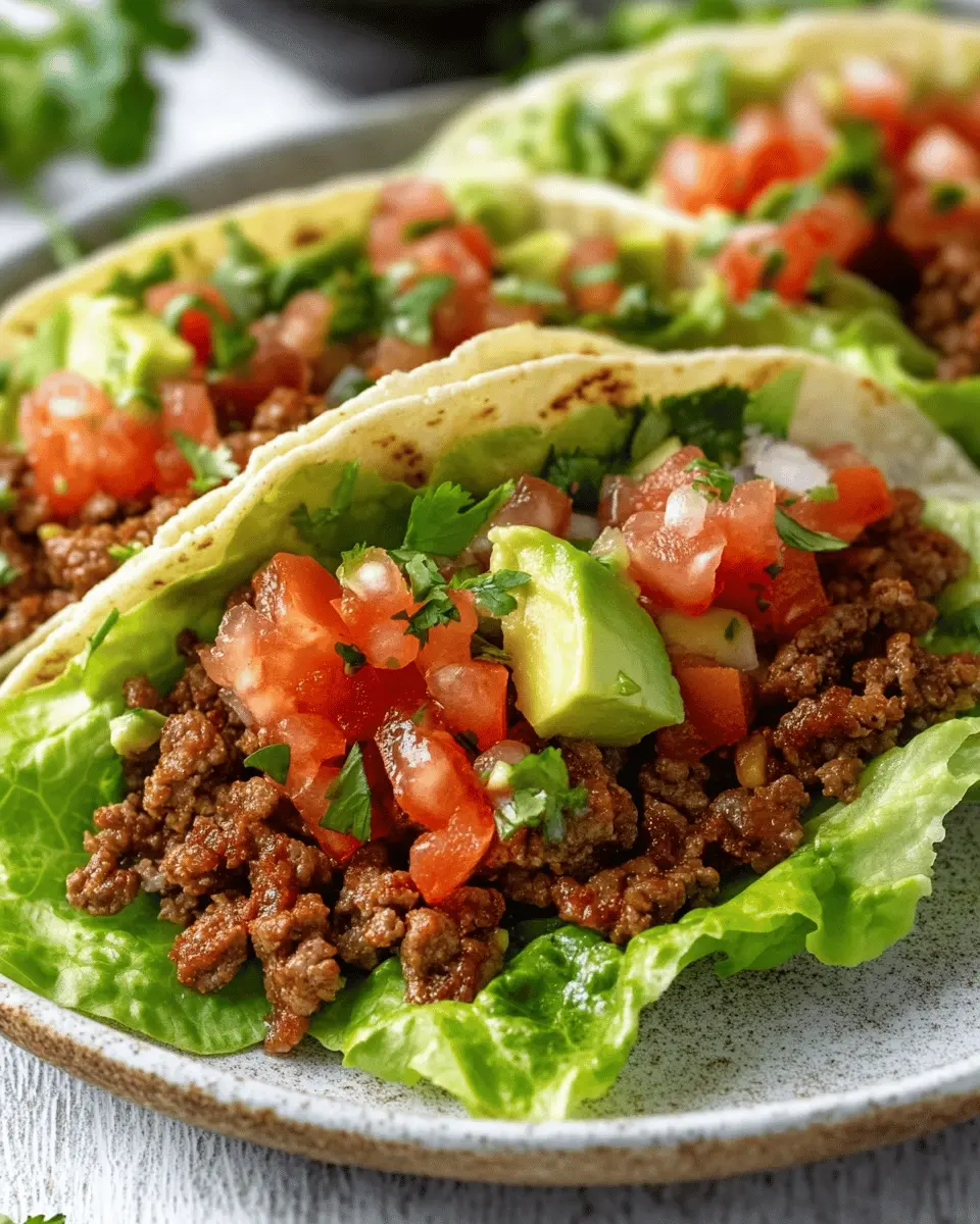Crispy Lettuce Shell Keto Tacos (Beef or Chicken, <3g Net Carb) First Image First Image