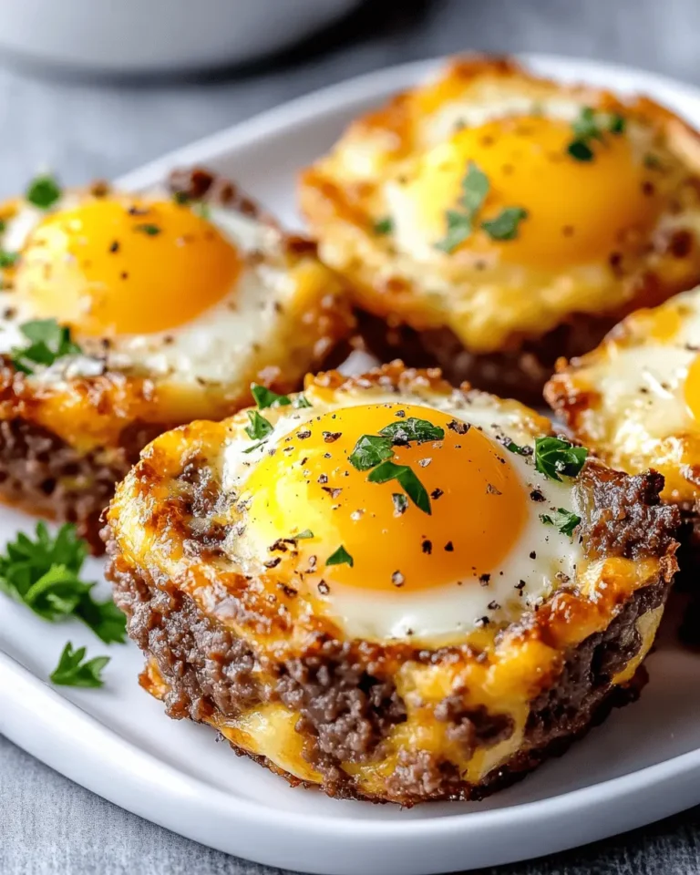 Ground Beef & Egg Breakfast Cups with Cheese Crust First Image First Image