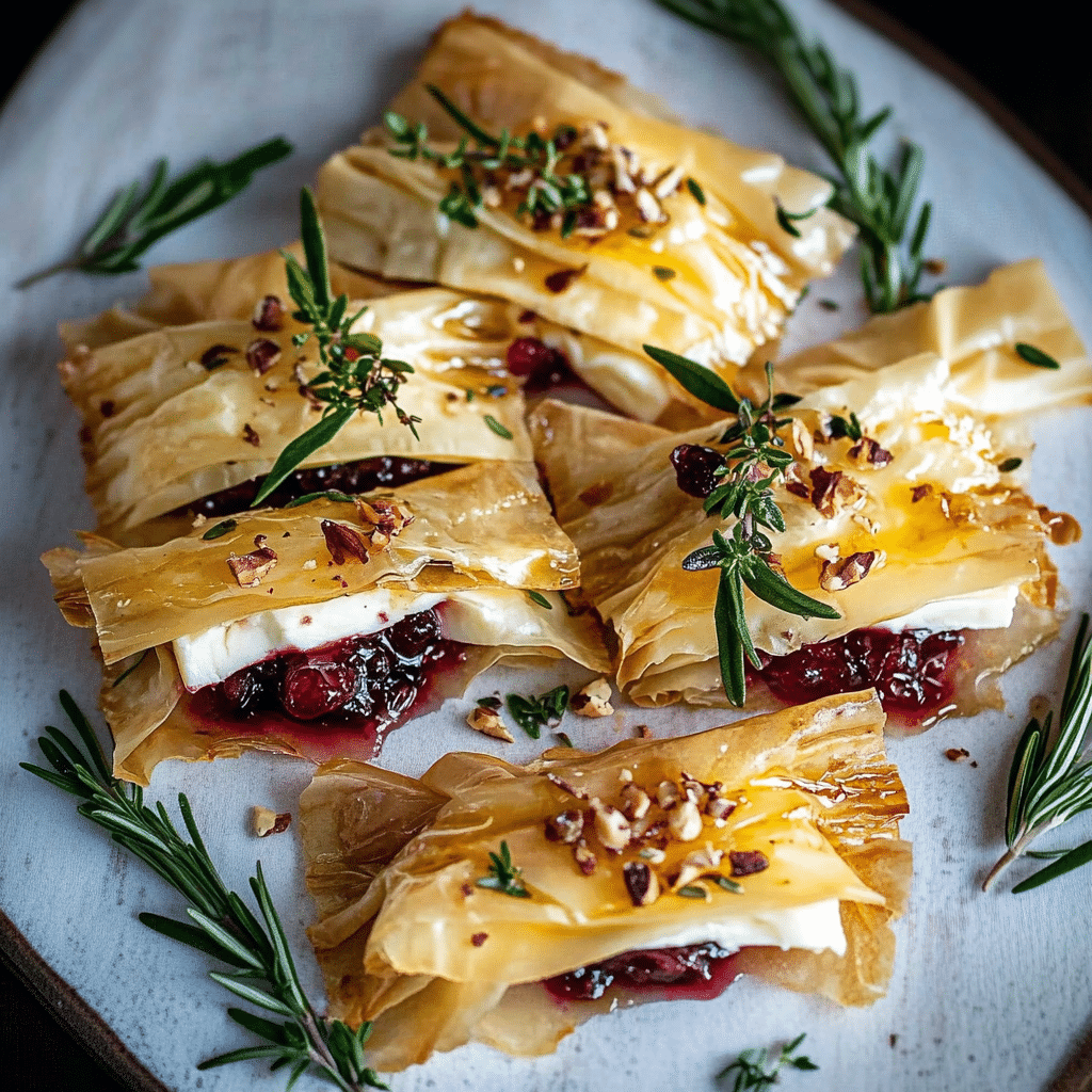 Cranberry and Brie Filo Crackers