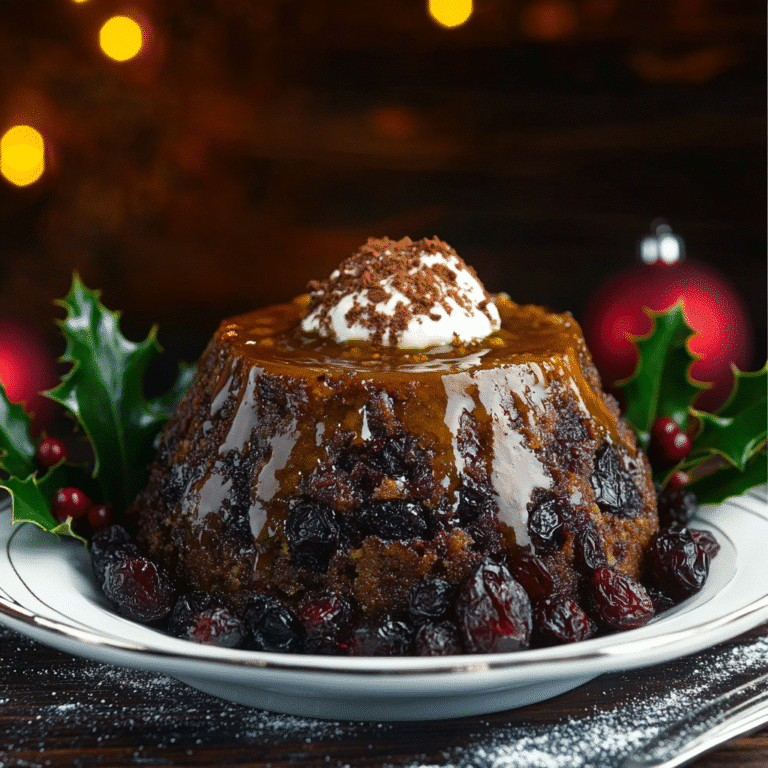 Traditional Plum Pudding with Brandy Butter Sauce