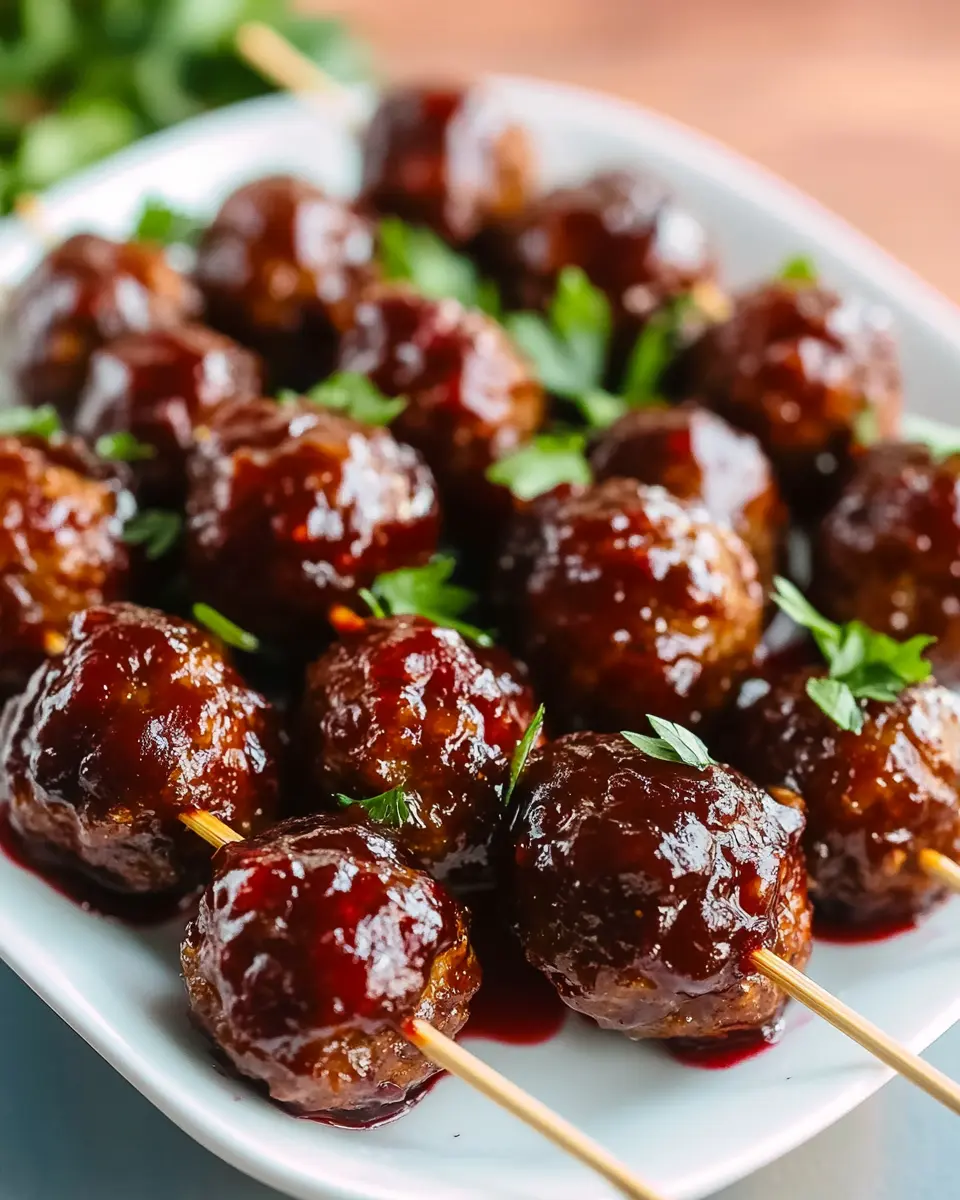 Cranberry BBQ Mini Meatball Skewers First Image First Image