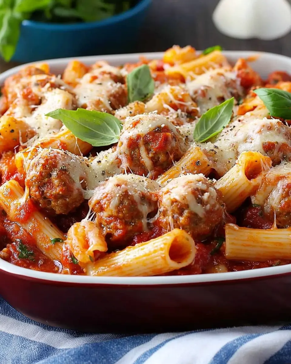 Three-Cheese Meatball Mostaccioli First Image First Image