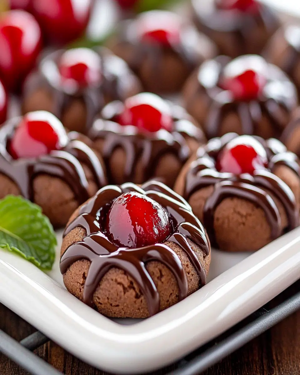 Chocolate-Covered Cherry Thumbprints First Image First Image