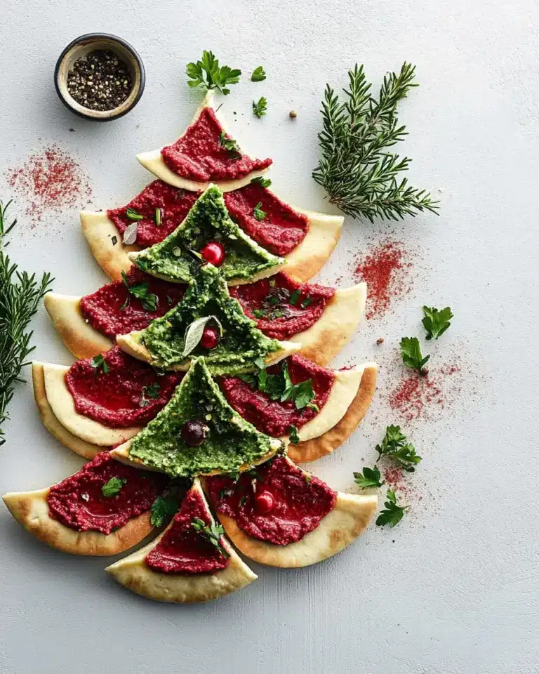 Red & Green Hummus Duo with Pita Trees First Image First Image