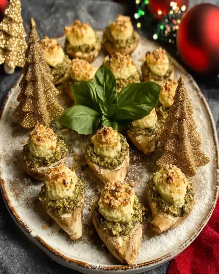Stuffed Asiago-Basil MushroomsTouch-of-Gold Christmas Trees First Image First Image