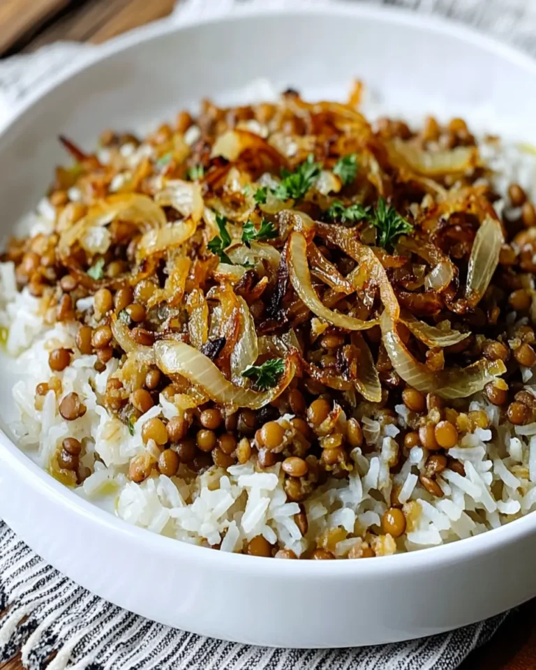 Lebanese Lentils and Rice with Caramelized Onions First Image First Image