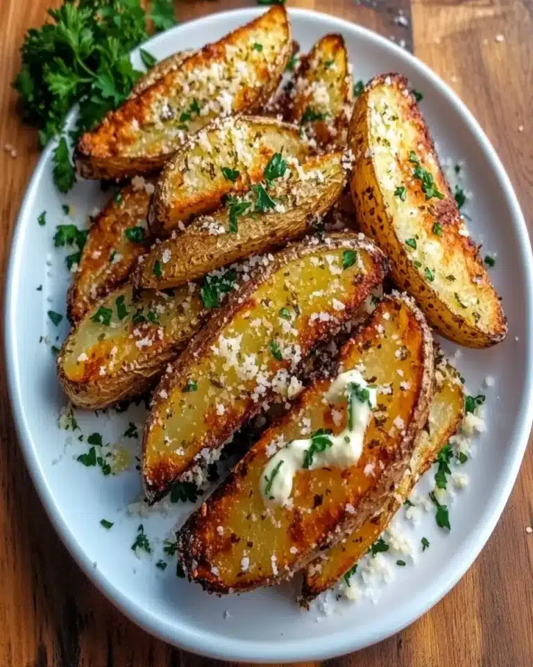 Crispy Garlic Parmesan Potato Wedges First Image First Image