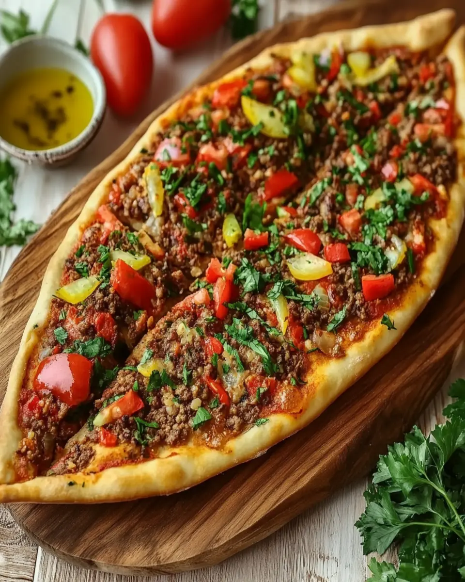 Turkish Boat-Shaped Flatbread Pizza First Image First Image