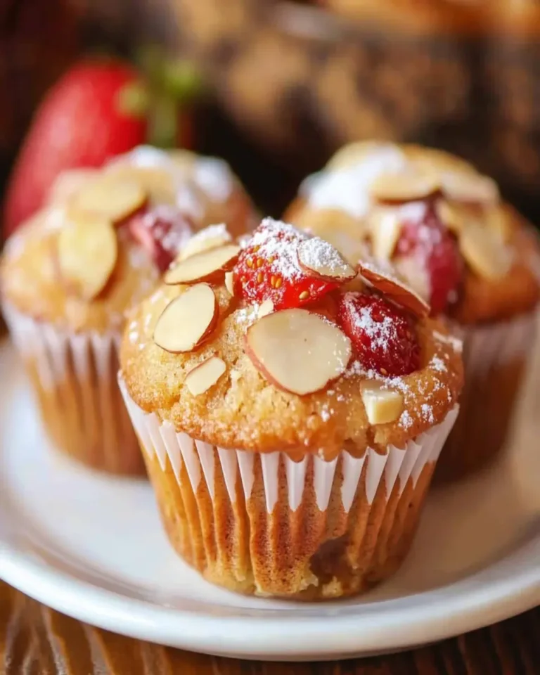 Strawberry Muffins With Candied Almonds First Image First Image