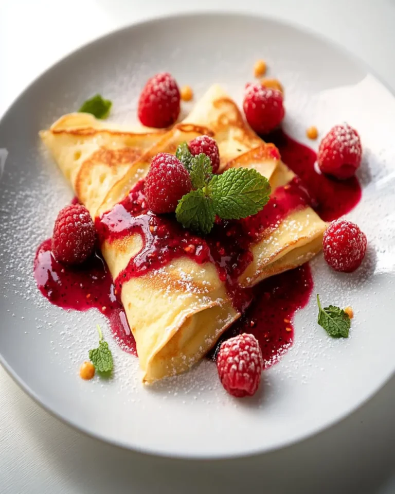 Crepes With Raspberry-Cassis Sauce First Image First Image