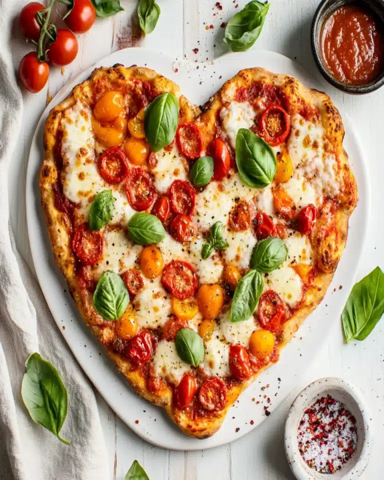 Heart-Shaped Fathead Pizza with Fresh Toppings First Image First Image