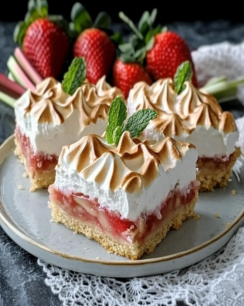 Low Carb Strawberry-Rhubarb Meringue Pie Bars First Image First Image