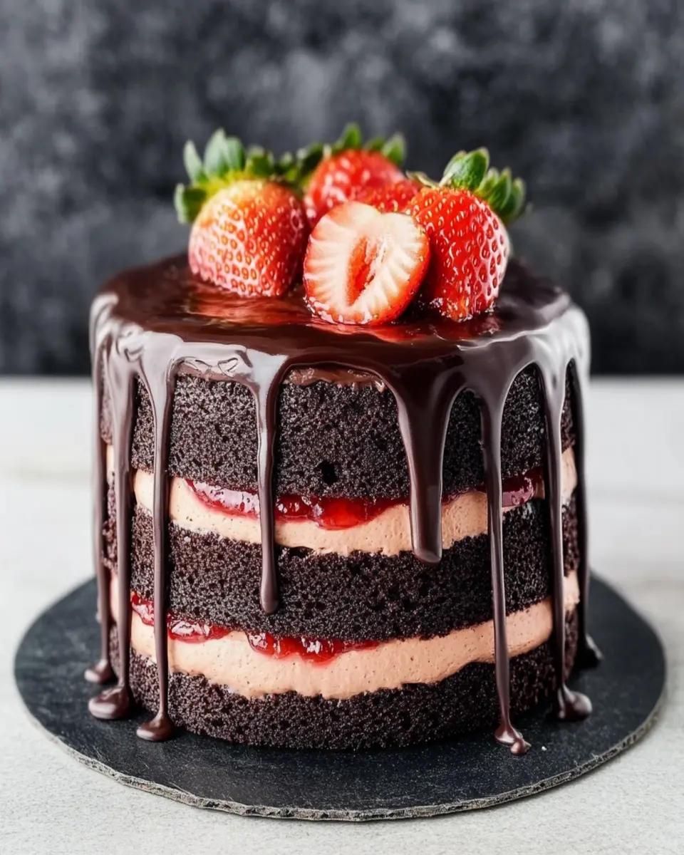 Chocolate Cake with Strawberry Jam First Image First Image
