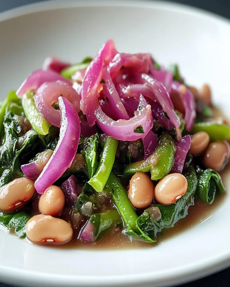 Stewed Beans and Greens With Pickled Red Onions First Image First Image