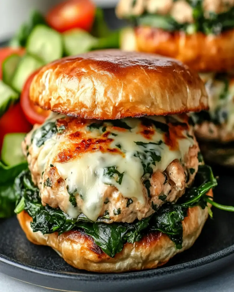 White Cheddar Spinach Chicken Burgers First Image First Image