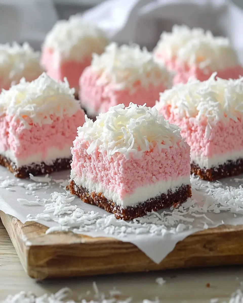 BEST RECIPE for Pink Coconut Snowball Cake Bars First Image First Image