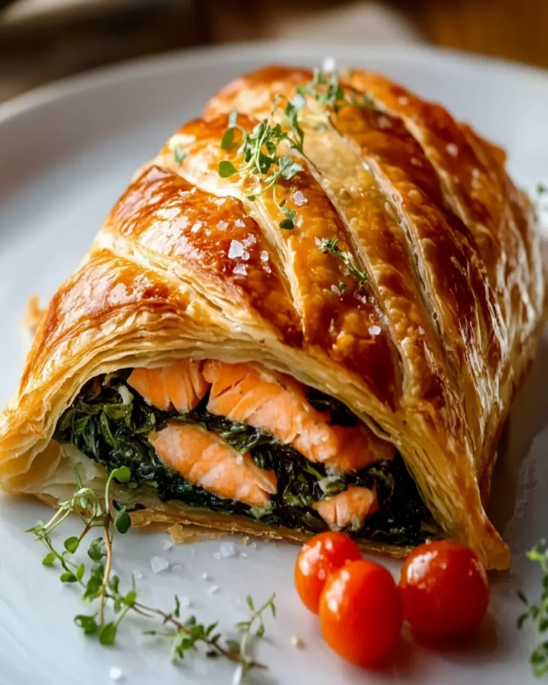 Savory Salmon and Spinach in Pastry First Image First Image